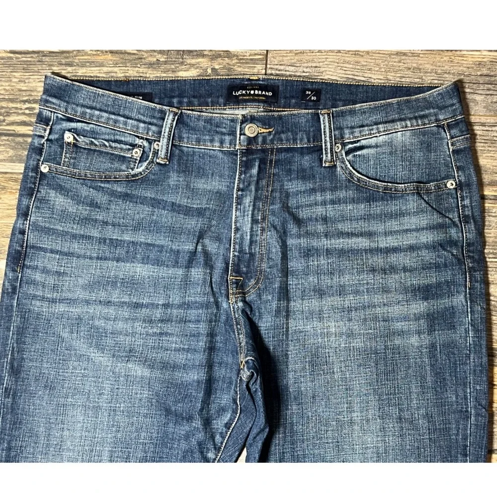 Lucky Brand 410 Athletic Slim Mens Jeans 38x30 Blue Denim Stretch Western‎ Stack